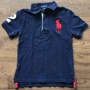 Ralph Lauren Boys Short Sleeve Navy Blue Polo Sz 8